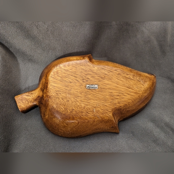 Vintage Wood Hand Carved Leaf Nut Tray Bowl Home Decor Accent - Picture 4 of 7